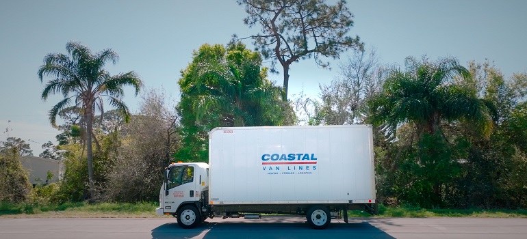 a moving van of a company that promotes recycling