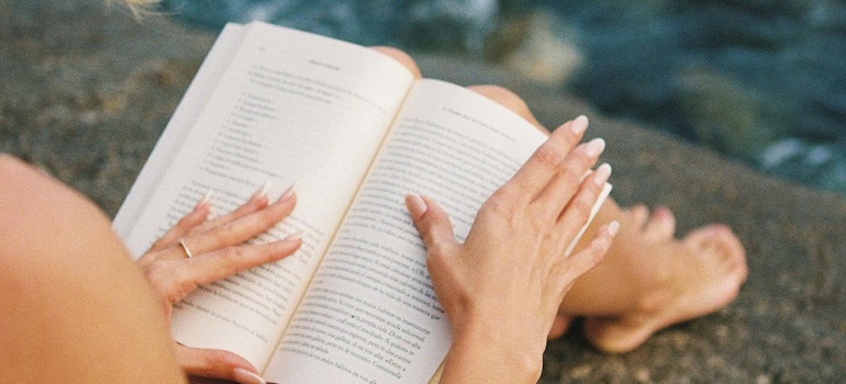 a woman reading a book