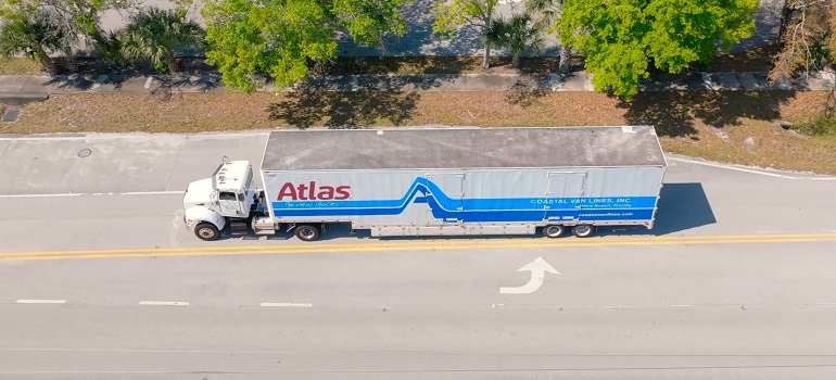 a large moving truck following the migration trends in America