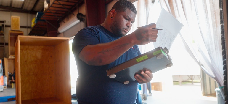 a man doing inventory