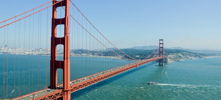 Golden Gate bridge in CA, one of the states most Americans are moving away from