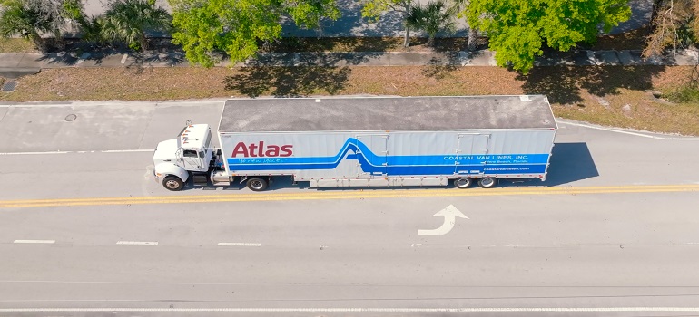 a moving van on a road