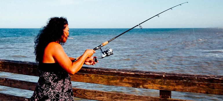 a woman fishing in Florida