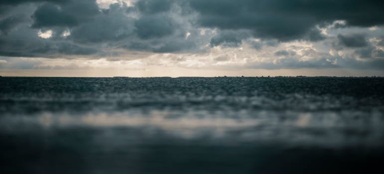 Moody ocean under stormy skies.