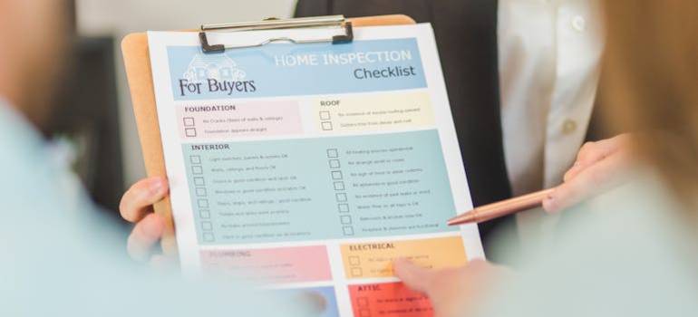 Close-up of home inspection checklist for people who are buying a home in Brevard County: