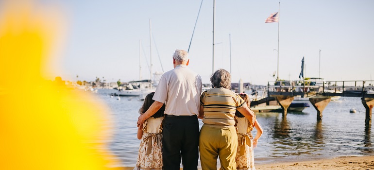 a family at a port