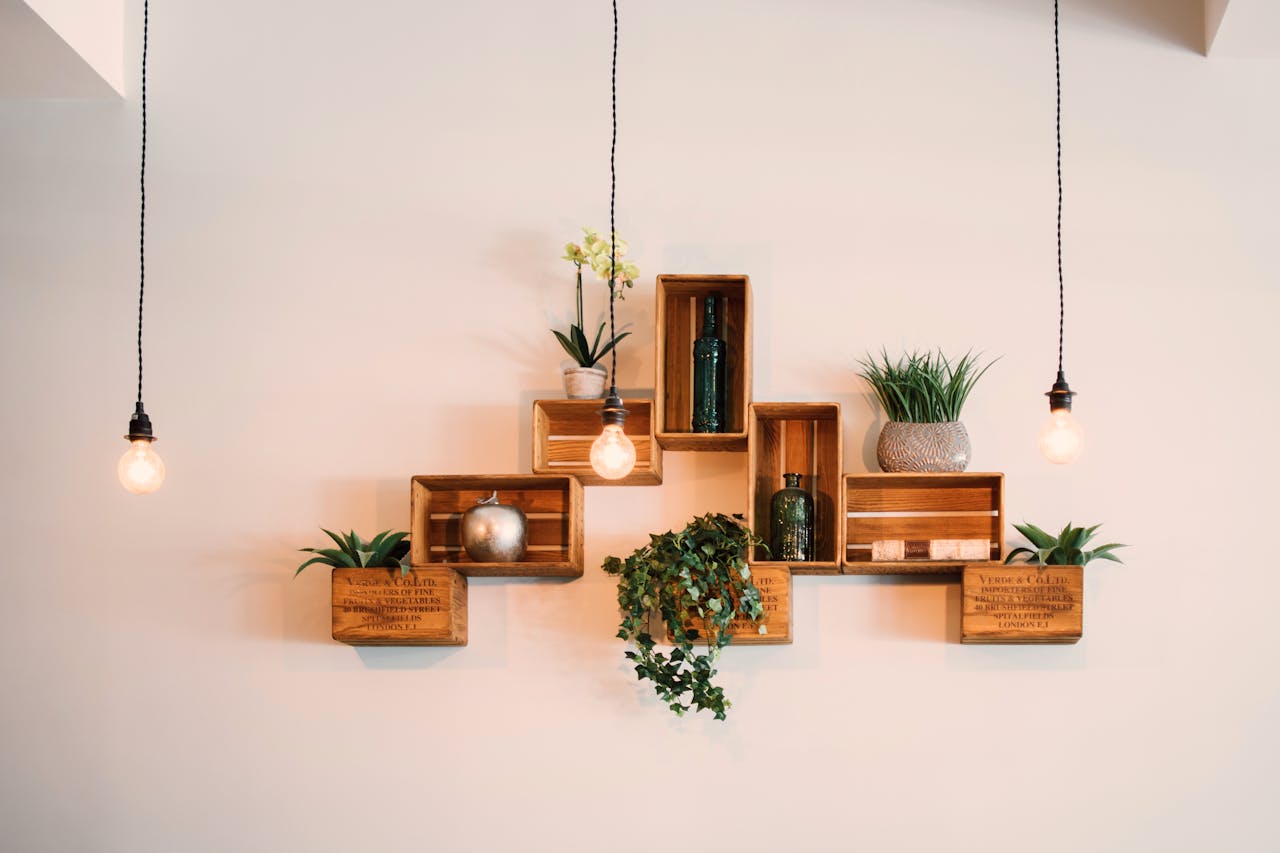 fancy shelves in on a white wall